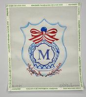 Monogram Crest - Chinese Vase w/Bow - Blues/Reds