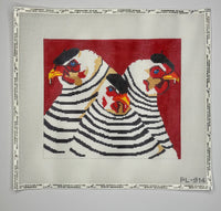 Three French Hens on Red