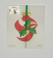 Holly Swirl Red and White Ornament