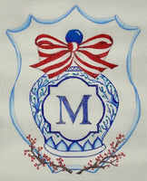 Monogram Crest - Chinese Vase w/Bow - Blues/Reds