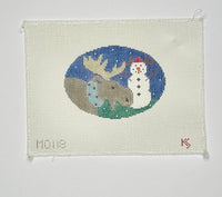 Moose w/ Snowman Oval
