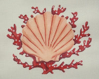 Scallop Shell with Coral