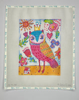 Spunky Owl w/Crown and Flowers