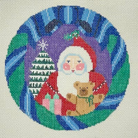 6" Santa w/ Teddy Round