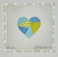 Blue & Green Patchwork Mini Heart