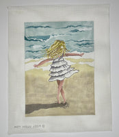 Little Girl Twirling on the Beach