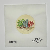 Cowrie with Coral & Pheasant Shell Round