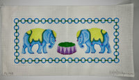 Blue Elephants Monogram Pillow