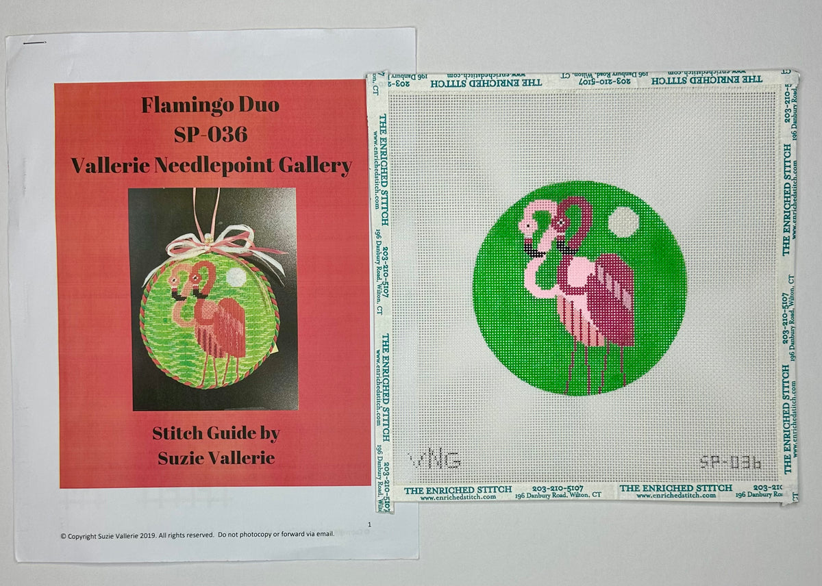 Flamingo Duo with stitch guide Needlepoint Destashing