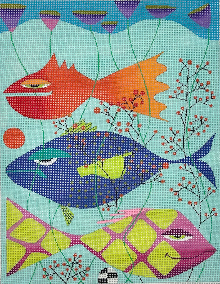 3 More Fish Needlepoint Destashing