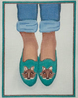 Here's Looking at Shoe - Needlepoint Fox Head Loafers