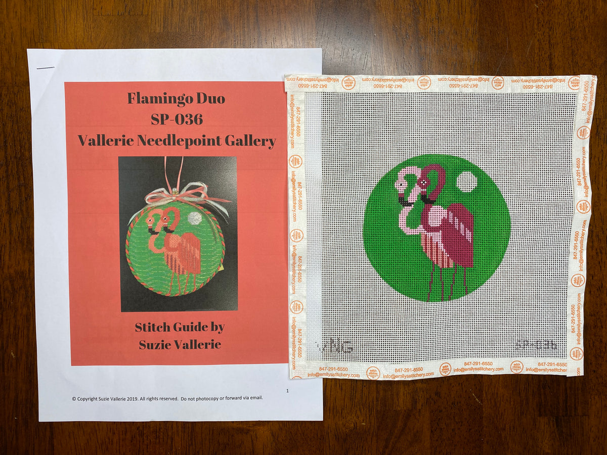 Flamingo Duo with stitch guide Needlepoint Destashing