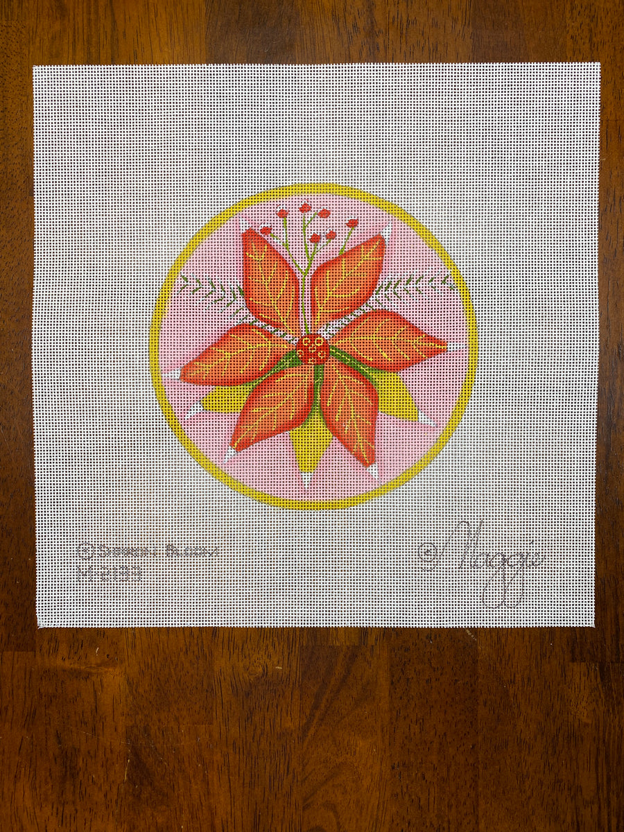 Poinsettia Needlepoint Destashing