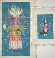 Levitating Witch w/Bat Wings and Cat