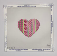 Vertical Pink Patterns Heart with stitch guide