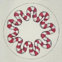 Candycane Flower Shape Round Ornament