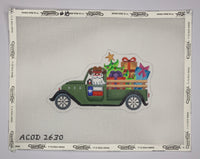 Merry Christmas - Santa in Green Truck