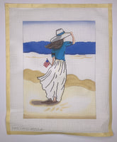 Beach Lady with American Flag