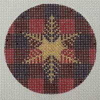 Gold Snowflake on Plaid