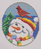 Snowman with Cardinal