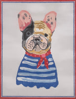 French Bulldog in Blue Striped Shirt