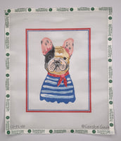 French Bulldog in Blue Striped Shirt