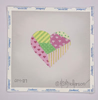 Mini Heart - Pink/Green Patchwork