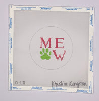Meow w/ Paw Print - Pink & Green