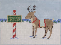 Reindeer and North Pole Sign with stitch guide