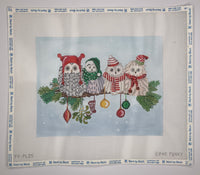 Christmas Fluffy Owls on Branch