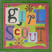Girl Scout with stitch guide