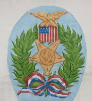 Memorial Day Wreath With Medal and Patriotic Ribbon