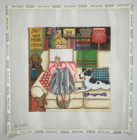 Stitching Girl with Dogs