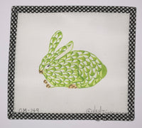 Mini Herend Crouching Bunny - Lime