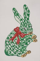 Herend Style Green Standing Bunny Christmas Ornament