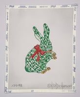 Herend Style Green Standing Bunny Christmas Ornament