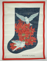Poinsettias / White Doves Christmas Stocking