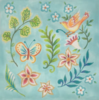 Folk Flower Pattern - Light Blue