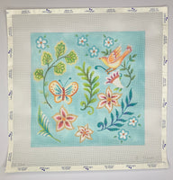 Folk Flower Pattern - Light Blue