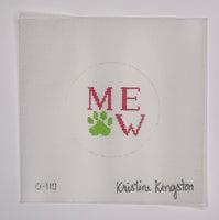 Meow w/ Paw Print - Pink & Green