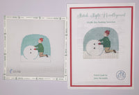 Boy Building Snowman with stitch guide