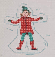 Girl Making Snow Angel with stitch guide