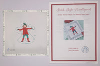 Girl Making Snow Angel with stitch guide