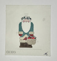 Green Santa with Apple Basket