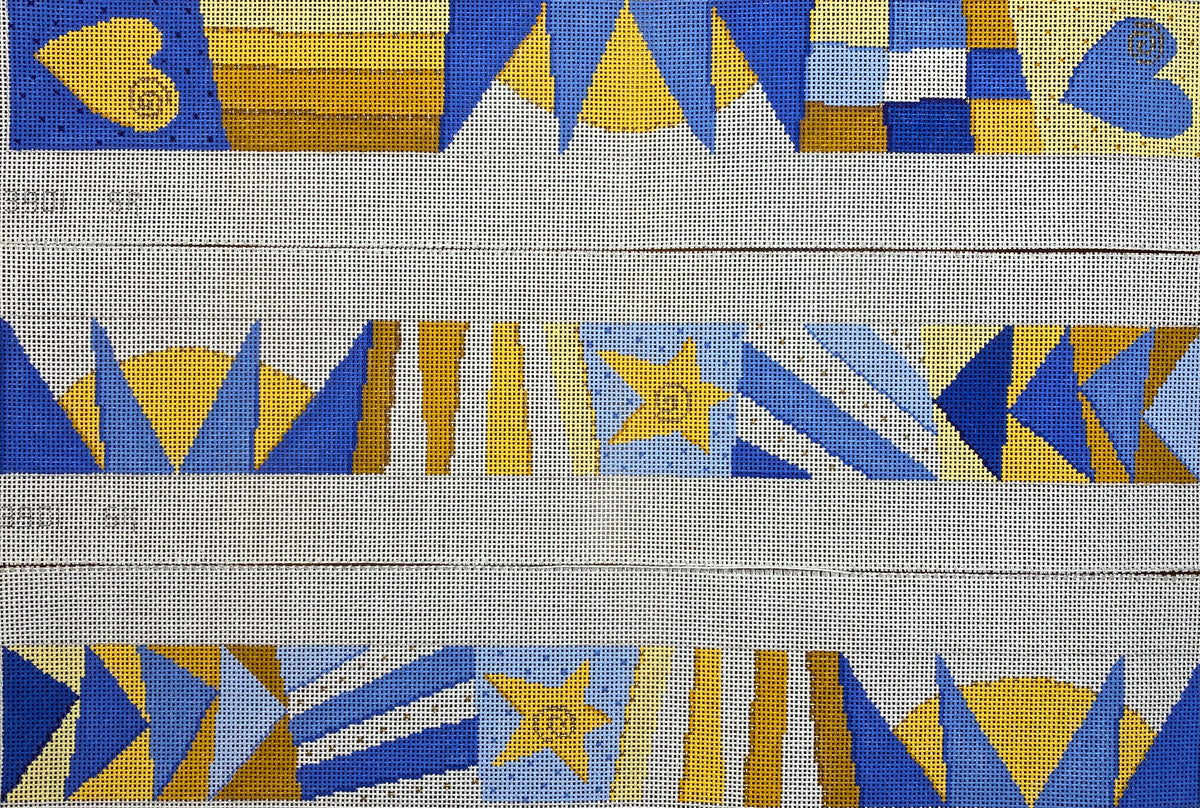 Stars and Hearts Luggage Rack Straps Needlepoint Destashing