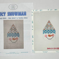 Snowman Face - Blue Hat/Swirls with stitch guide