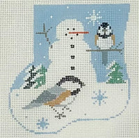 Stuffed Mini Sock: Snowman with Chickadee
