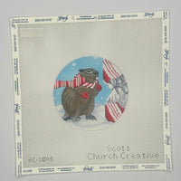 Beaver With Candy Cane Ornament

