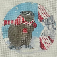 Beaver With Candy Cane Ornament
