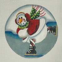 Ice Skating Snowman Round
